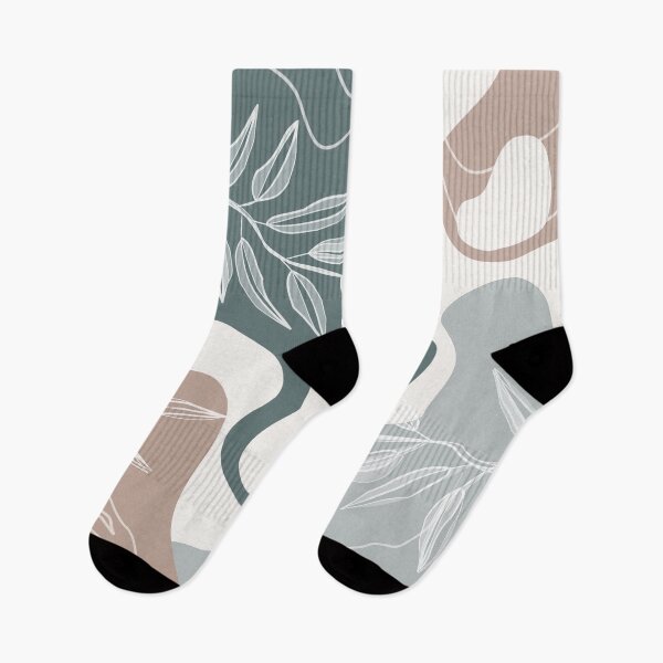 Item preview, Abstract - Aqua and Beige Shapes, Lines and Leaves designed and sold by simplydesignart.