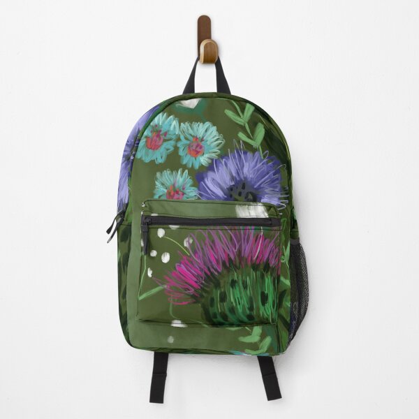 Green Thistle Bouquet Backpack