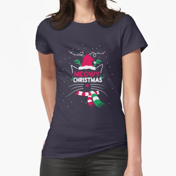 Meowy Christmas Fitted T-Shirt