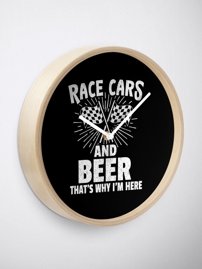 Thumbnail 1 of 4, Clock, Race Cars and Beer Drag Racing Sports Alcohol Drink designed and sold by haselshirt.