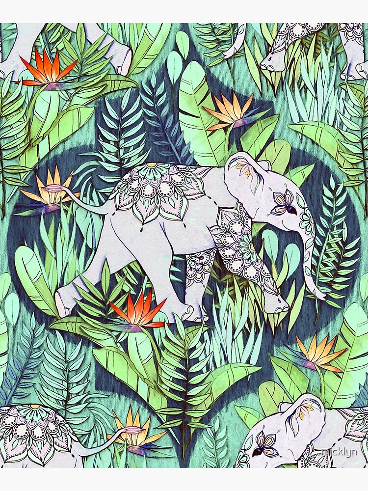 Little Elephant on a Jungle Adventure – faded vintage version by micklyn