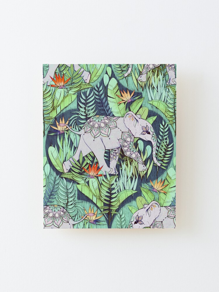 Alternate view of Little Elephant on a Jungle Adventure – faded vintage version Mounted Print
