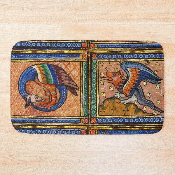 Item preview, MEDIEVAL BESTIARY, DRAGONS in Gold Blue Orange Colors designed and sold by BulganLumini.