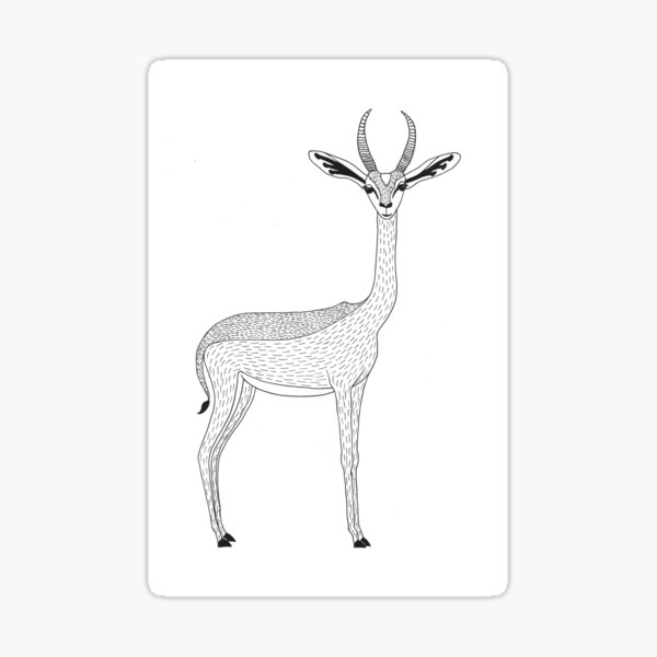 Gerenuk (ink illustrations of weird animals that are real) Sticker
