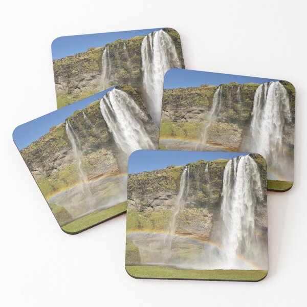 Item preview, Seljalandsfoss including a rainbow designed and sold by elisainiceland.