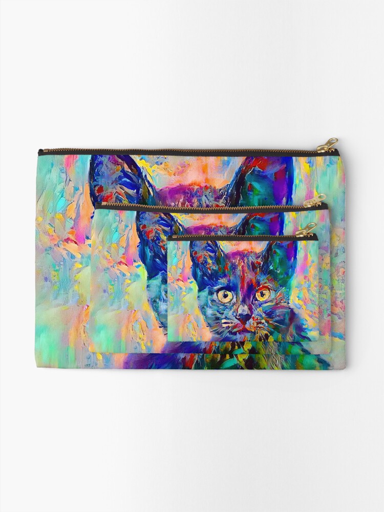 Alternate view of Abstractions of abstract abstraction of cat Zipper Pouch