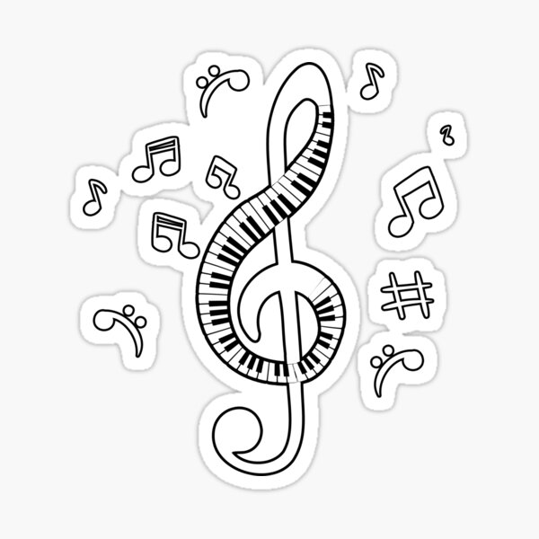 "TREBLE CLEF PIANO" Sticker by Bedesigner | Redbubble