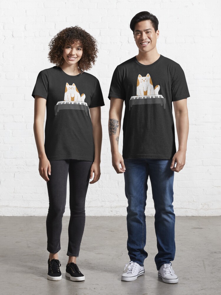 cat playing piano t shirt