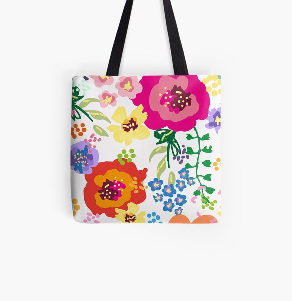 Large Print Springtime Floral All Over Print Tote Bag