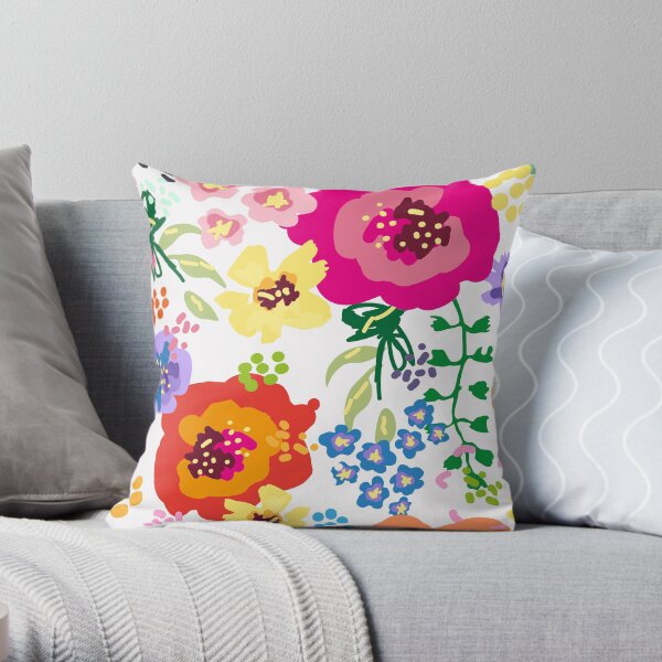 Large Print Springtime Floral Throw Pillow