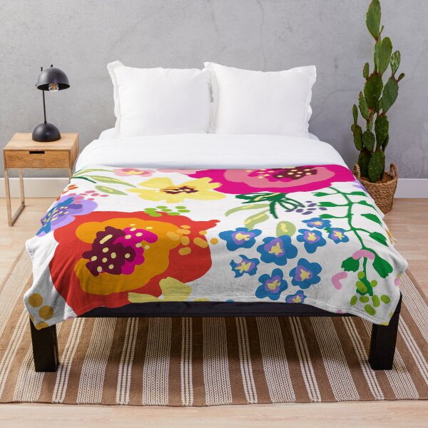 Large Print Springtime Floral Throw Blanket