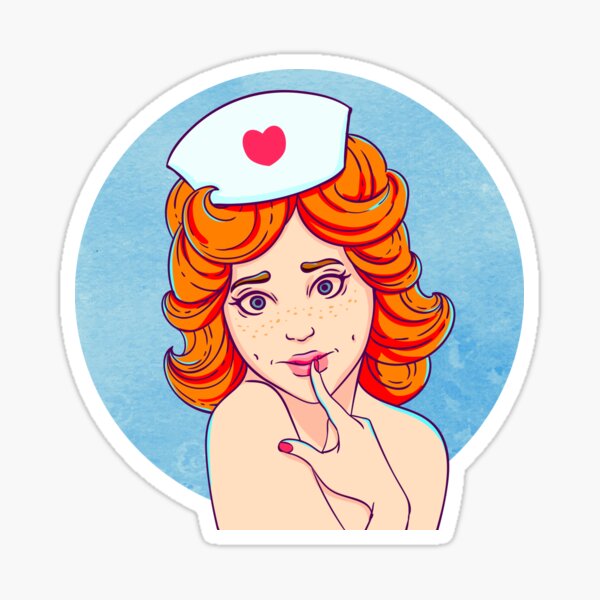Portrait Of Curly Young Beautiful Nurse Sticker For Sale By