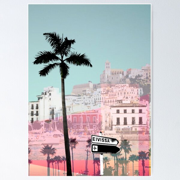 Item preview, Ibiza Eivissa Pop Art Spain Palmtree Wanderlust Modern Art Collage designed and sold by ExquisiteShots.