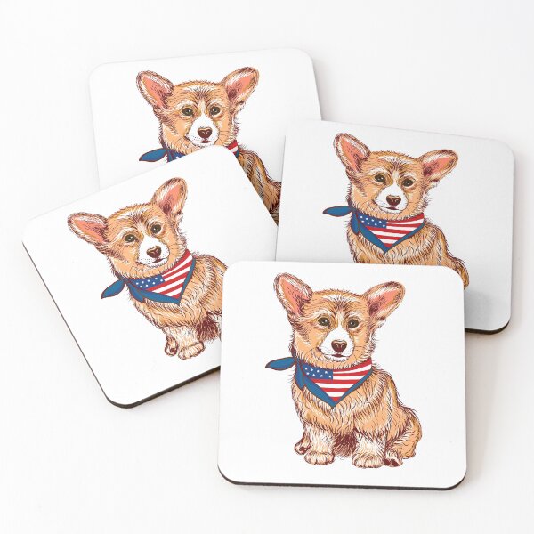 Item preview, Corgi dog with usa bandana. Wall stickers. Corgi puppy dog. Sticker on the wall.	 designed and sold by LanaGord.