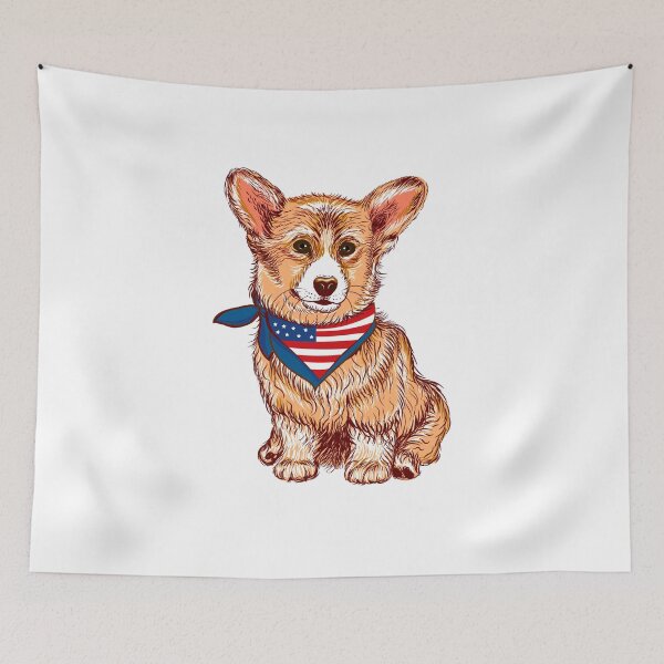 Item preview, Corgi dog with usa bandana. Wall stickers. Corgi puppy dog. Sticker on the wall.	 designed and sold by LanaGord.