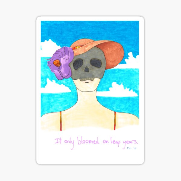 Flower Hat Skeleton Mask Lady Sticker