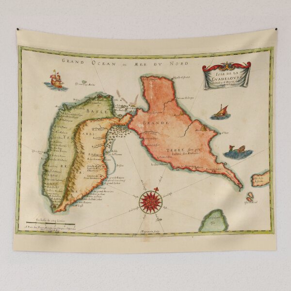 Item preview, Vintage Map of Guadeloupe (1650) designed and sold by BravuraMedia.