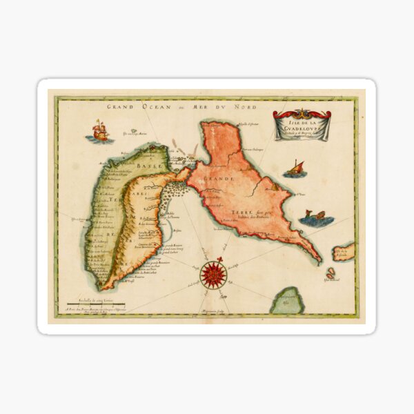 Item preview, Vintage Map of Guadeloupe (1650) designed and sold by BravuraMedia.