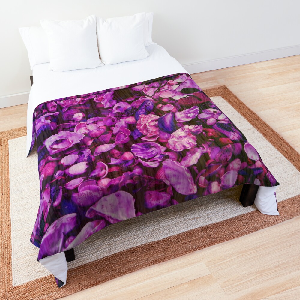 Pink and Purple Fantasy Sea Shell Print Comforter