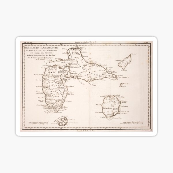 Item preview, Vintage Guadeloupe Island Map (1780) designed and sold by BravuraMedia.