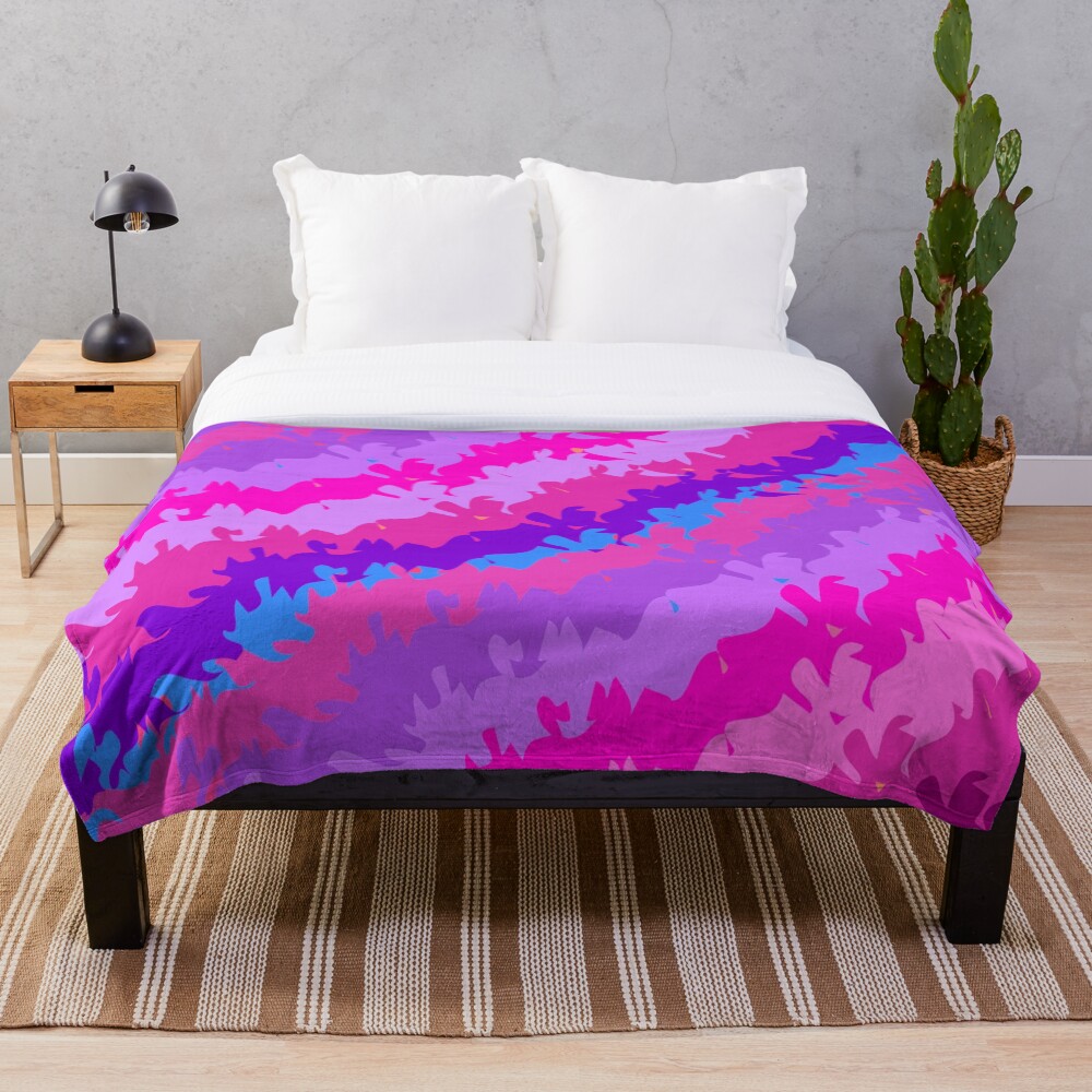 Bright Waves and Stripes Fabric Print Throw Blanket