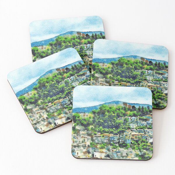 Item preview, Buildings of the village on the hill among the trees designed and sold by Giuseppe Cocco.