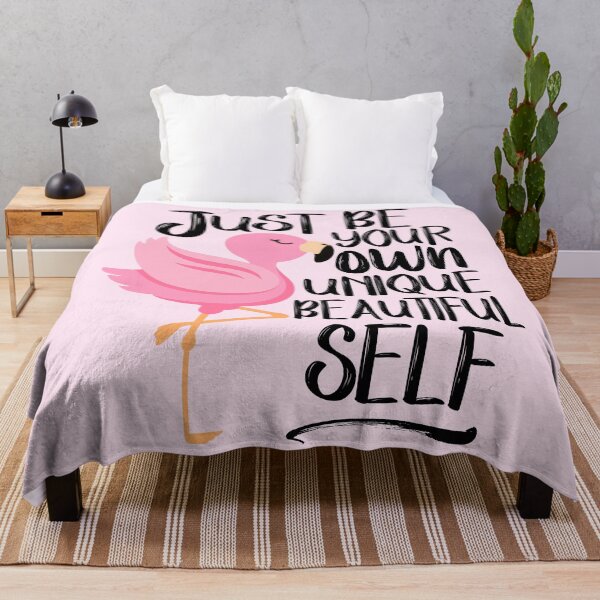 Item preview, Just Be Your Own Unique Beautiful Self, Pink Flamingo designed and sold by WildHoneyDesign.