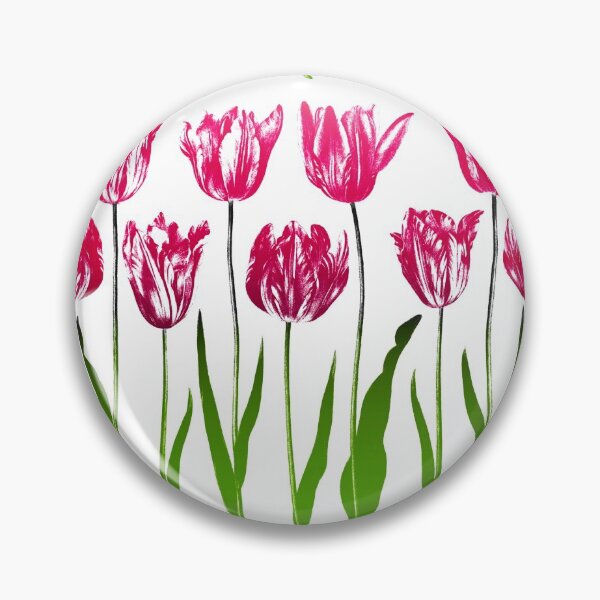 Item preview, Tulip Garden Print in Fuchsia Pink and Green  designed and sold by Marymarice.