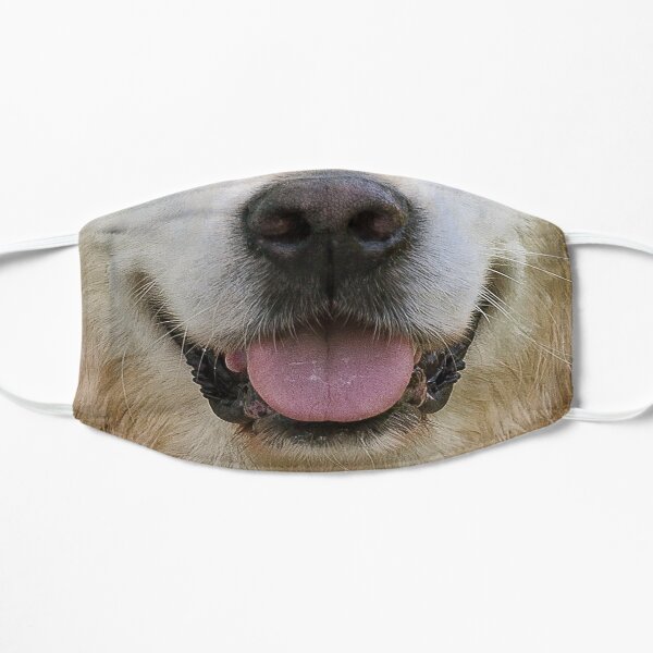 golden retriever dog funny face mask mouth Flat Mask