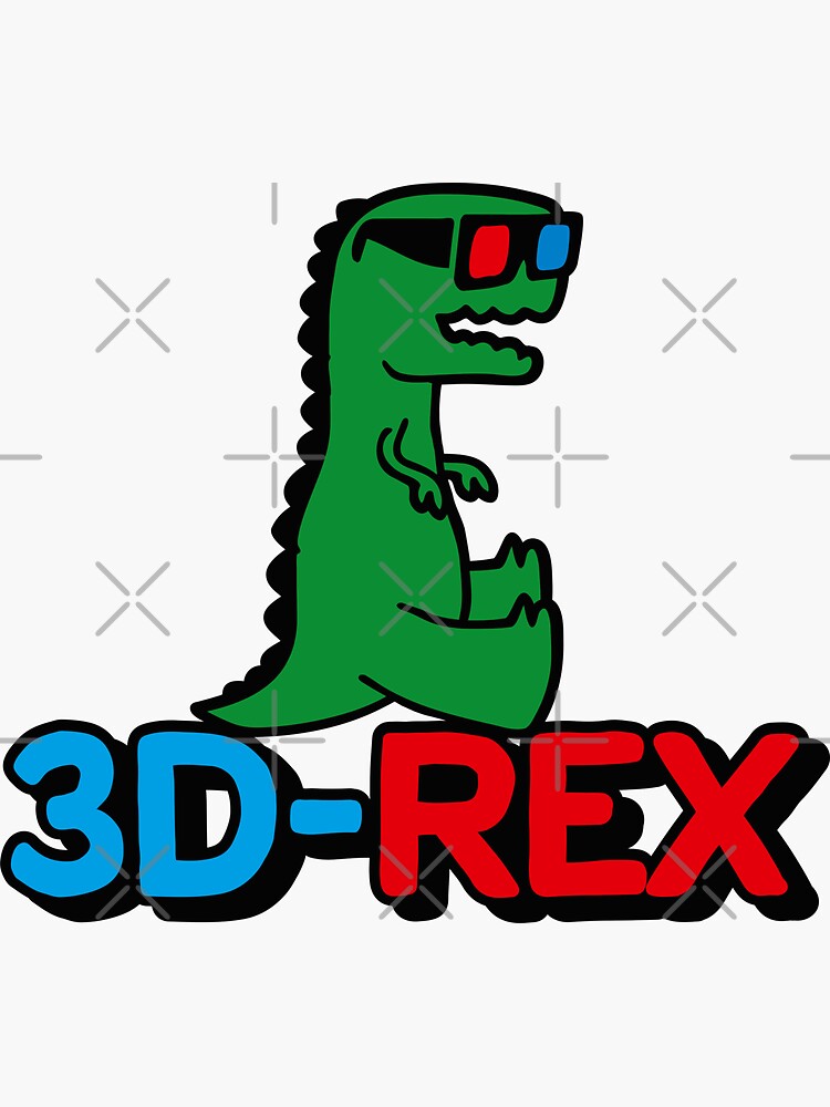 "3DRex vintage funny TRex cartoon 3D glasses meme" Sticker by