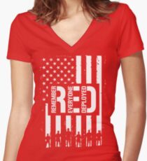 R.E.D. (Remember Everyone Deployed) Women's Fitted V-Neck T-Shirt