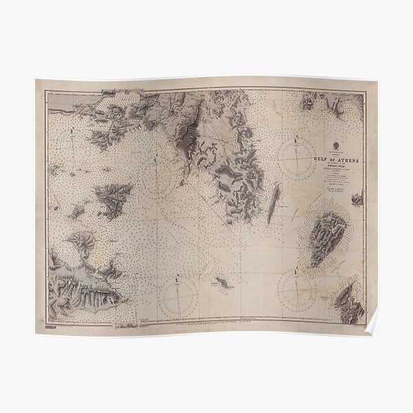 Vintage Saronic and Petalioi Gulf Map (1892) Poster