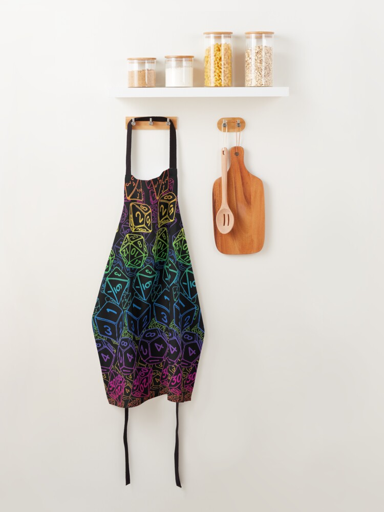 Alternate view of Dice Pattern D20 Rainbow Apron