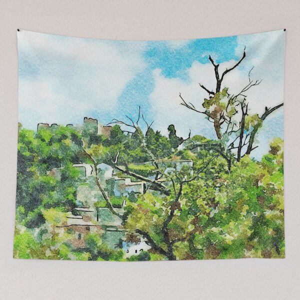 Item preview, Landscape with village on the hill and trees designed and sold by Giuseppe Cocco.