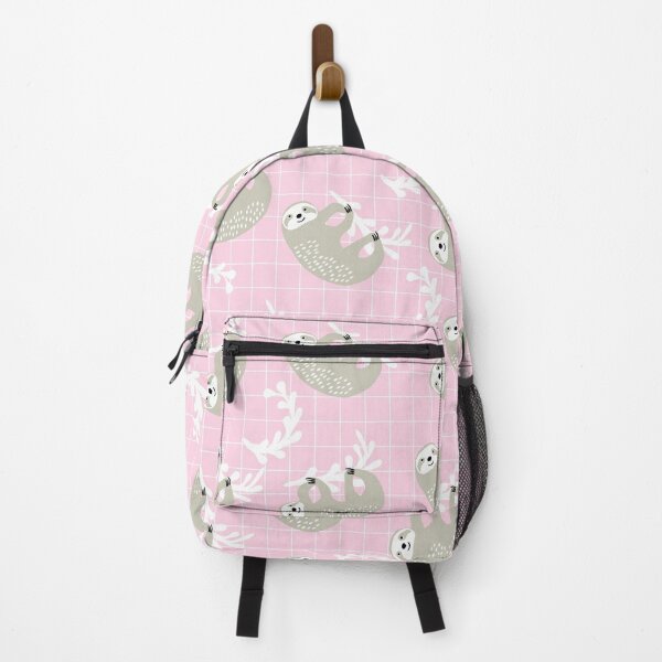 Cute Sloth Print on Pink Background Backpack
