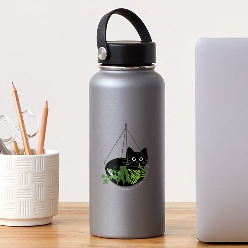 Black Cat Hanging Planter Sticker