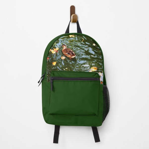 Item preview, Duck swimming in autumn among fallen leaves designed and sold by Anna Lemos.
