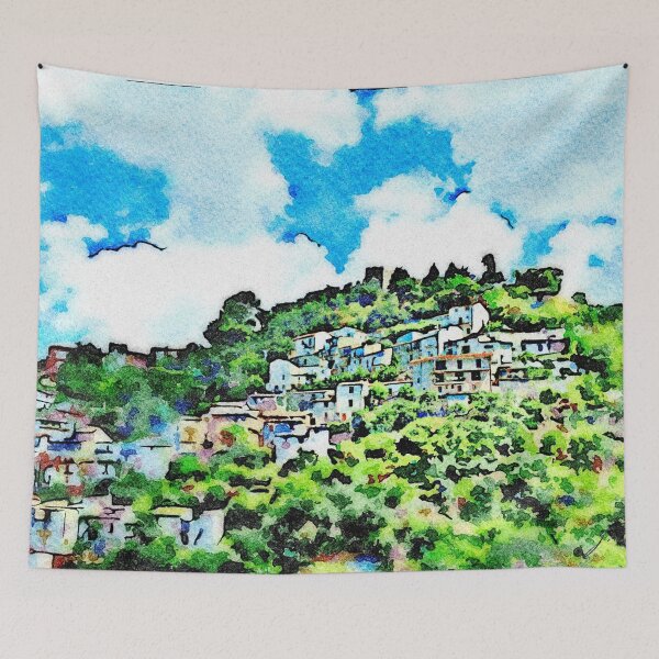 Item preview, Buildings of the village on the hill among the trees designed and sold by Giuseppe Cocco.