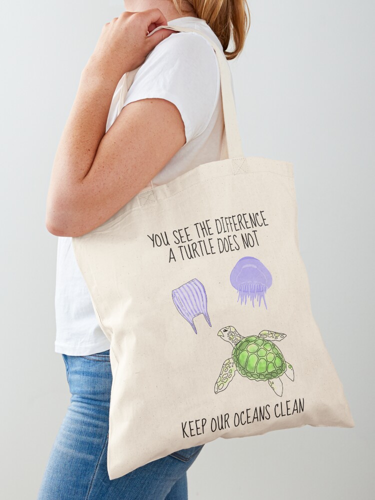 Keep The Sea Plastic Free (Turtle) - Organic Cotton Tote | Friendsheep Sustainable Wool Goods