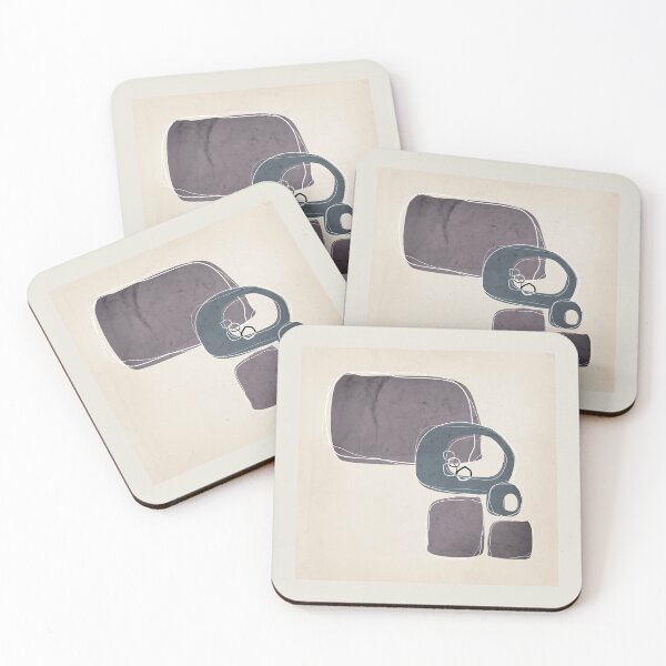 Item preview, Retro Abstract Design in Peninsula Blue and Aubergine designed and sold by simplydesignart.