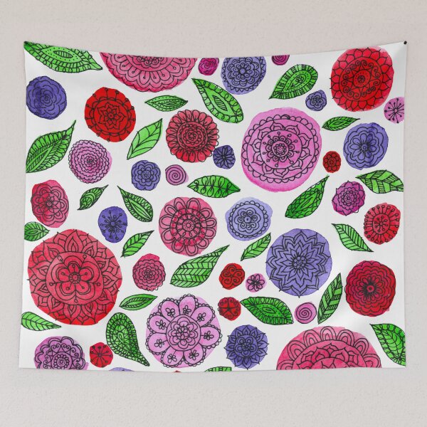 Item preview, Doodle Watercolor Flowers designed and sold by SilverBirch14.