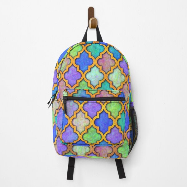 Item preview, Moroccan tile iridescent pattern green aqua designed and sold by Red Witch Art.