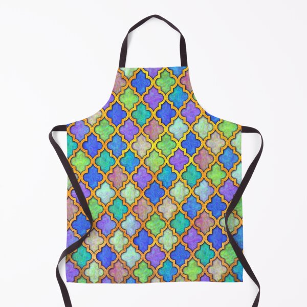 Item preview, Moroccan tile iridescent pattern green aqua designed and sold by Red Witch Art.