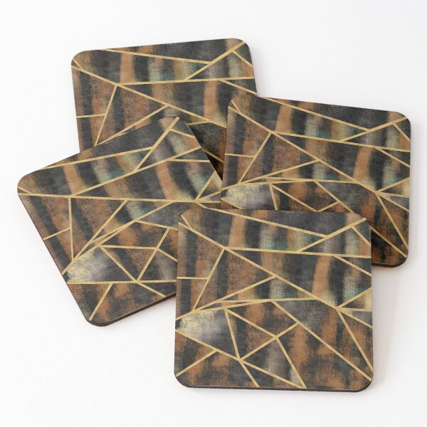 Item preview, Abstract Wall art with golden triangle design designed and sold by ZengoClub.