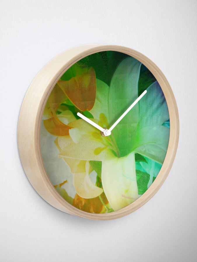 Alternate view of Texturized Flowers Clock