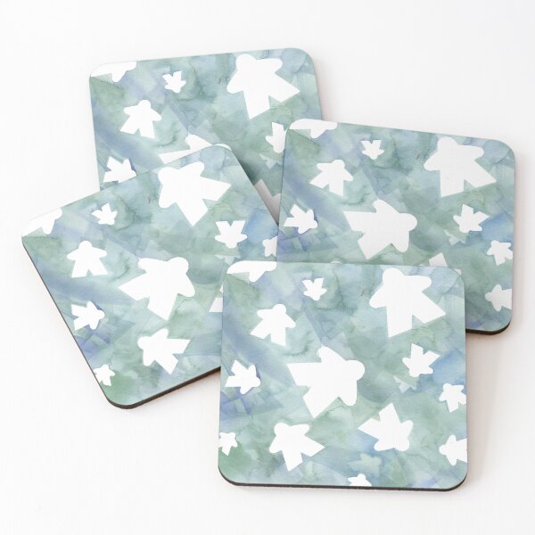 Item preview, Meeples in Green and Blue Watercolor Painting designed and sold by Zab Butler Design.