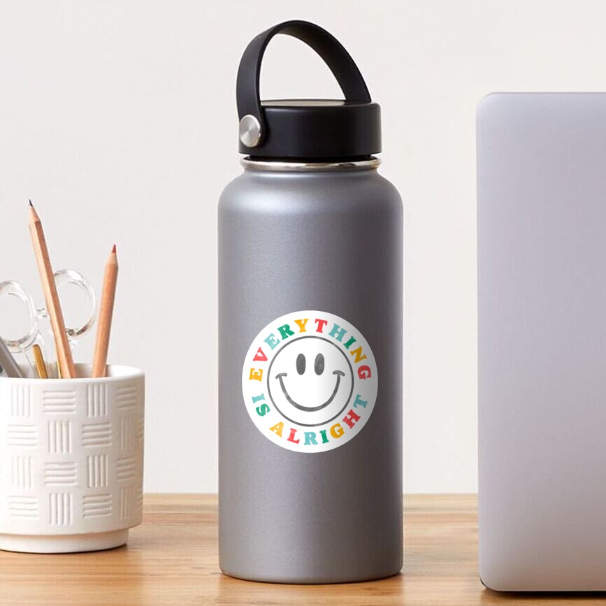 everything is alright retro rainbow smiley face Sticker