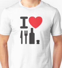 Camiseta ajustada I love NY - a knife, a fork, a bottle and a cork that's the way you spell New York