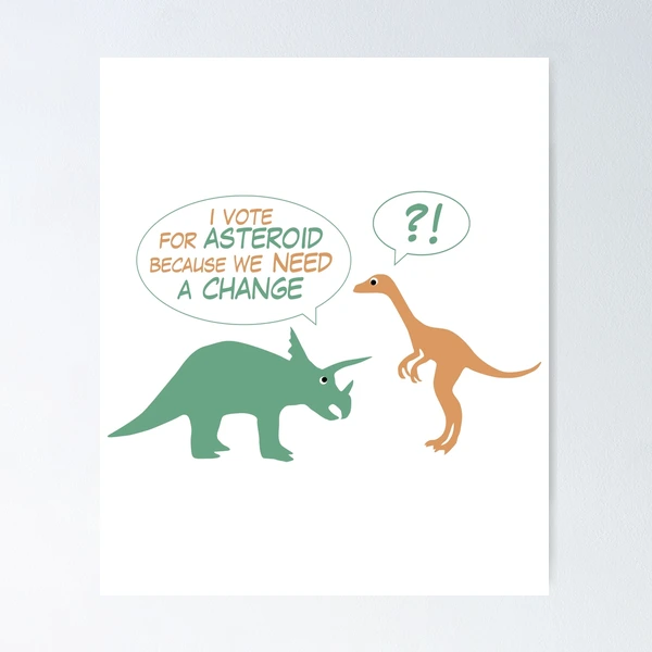 A vicious T-rex dinosaurs observing a falling asteroid. Poster