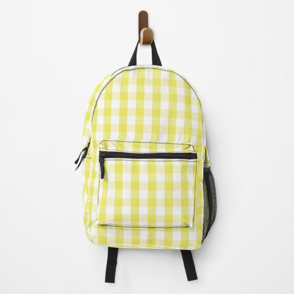 Citron Lemon Gingham Check Tartan Backpack